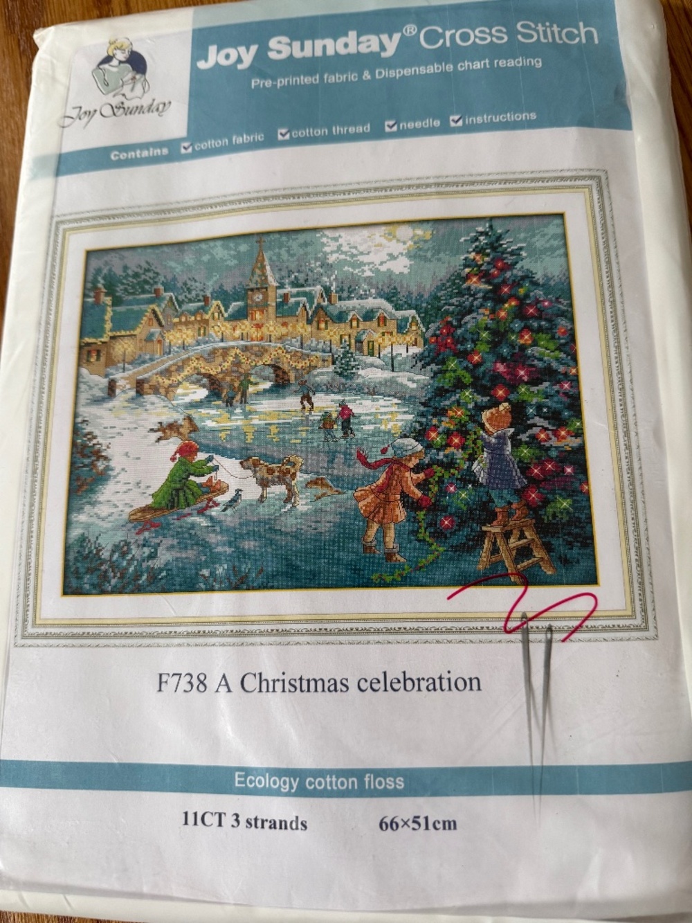 Christmas Celebration Joy Sunday Pre-Printed Cross Stitch Kit 11ct Aida - NEW
